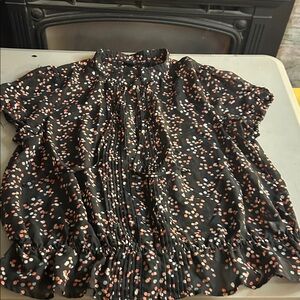 Apt. 9 Black and Coral Dot Blouse